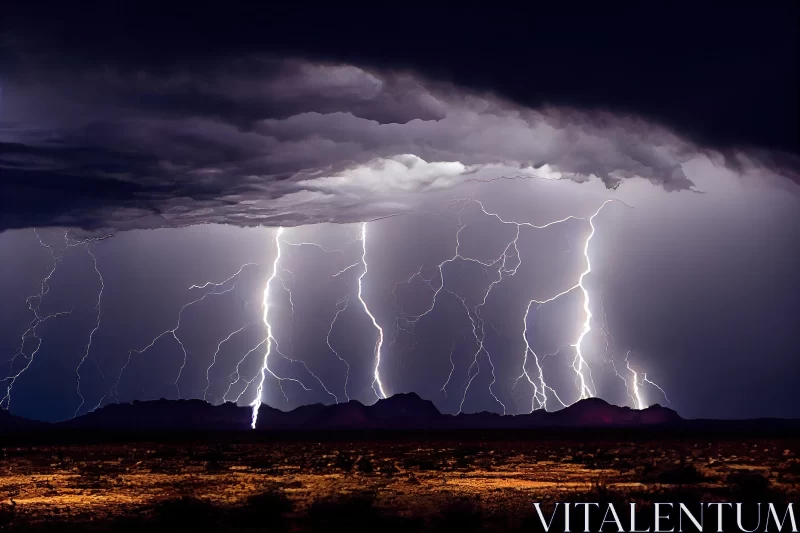 Captivating Lightning Storm Over Desert | Dramatic Landscapes AI Image