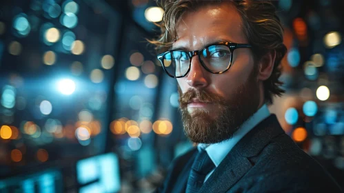 Charismatic Bearded Man in Glasses and Suit | Portrait Photography