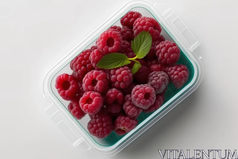Fresh Raspberries in a Plastic Container - A Classic and Booru-inspired Composition AI Image