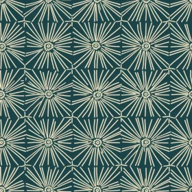 Geometric White Floral Pattern on Dark Green Background
