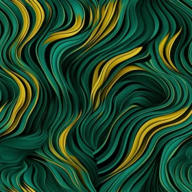Green and Yellow Abstract Wavy Pattern on Black Background