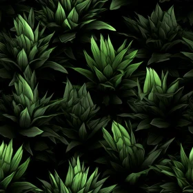 Green Leaves Pattern on Black Background