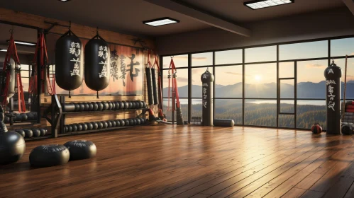 Mountain View Gym with Exercise Equipment