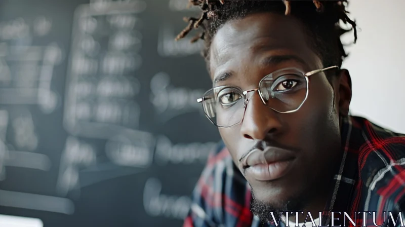 Portrait of a Young African-American Man with Dreadlocks and Glasses AI Image