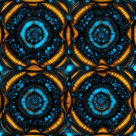 Symmetrical Blue and Yellow Kaleidoscope Pattern