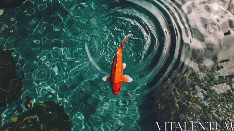 Top View Koi Fish Swimming in Pond AI Image