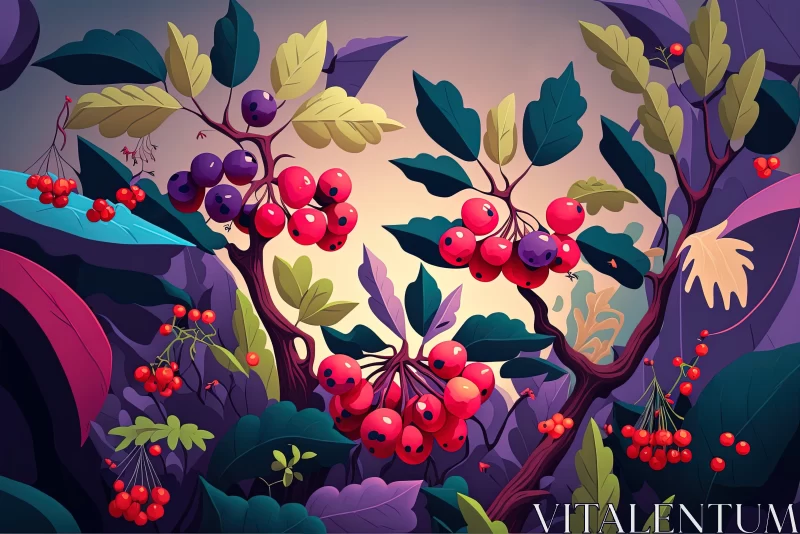 Vibrant Forest Berries Animation - Bold and Colorful Illustration AI Image