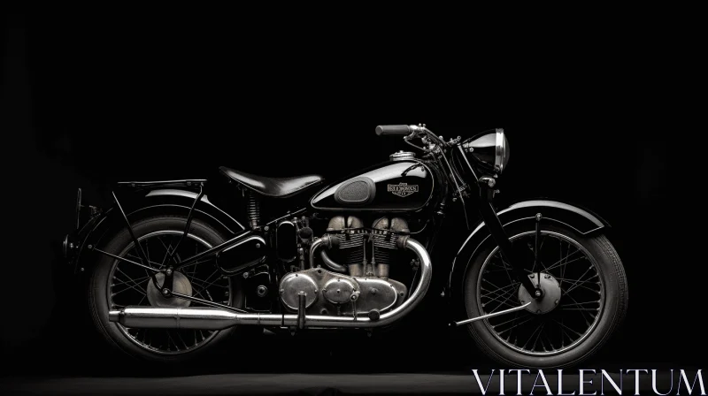 AI ART Vintage Black Motorcycle Artwork - Timeless Beauty in Pointillist Style