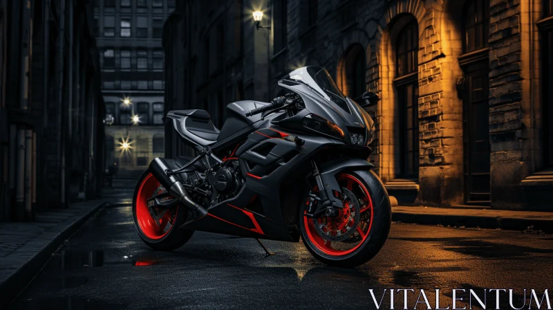 AI ART Black and Red Motorcycle with Vibrant Lights | Innovative Design