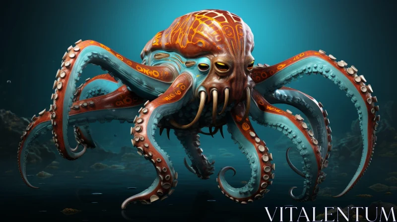 AI ART Giant Octopus 3D Rendering in Ocean Environment