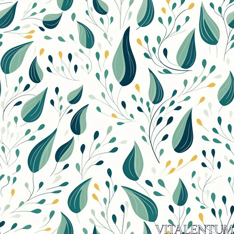 AI ART Green and Blue Floral Vector Pattern