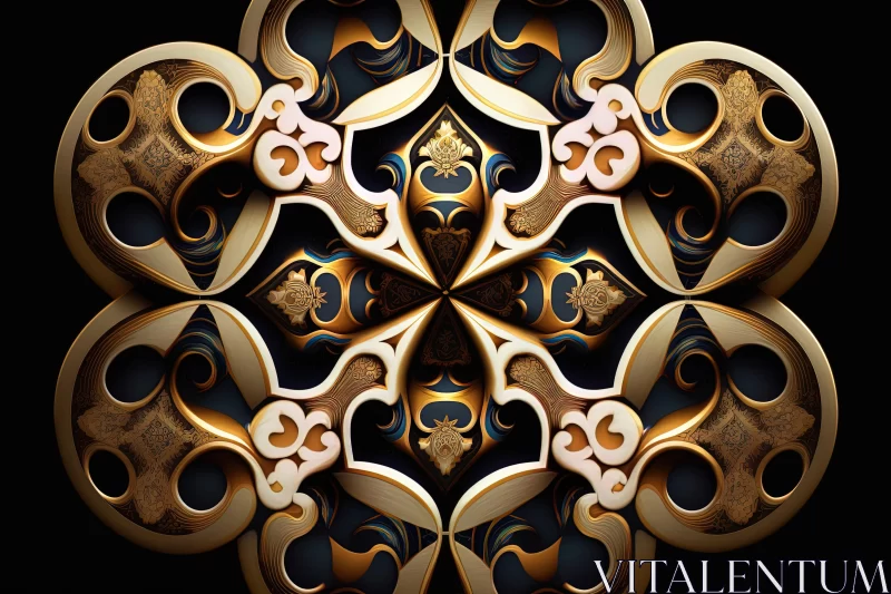 Intricate Gold Design on Black Background | Surrealistic Elements AI Image