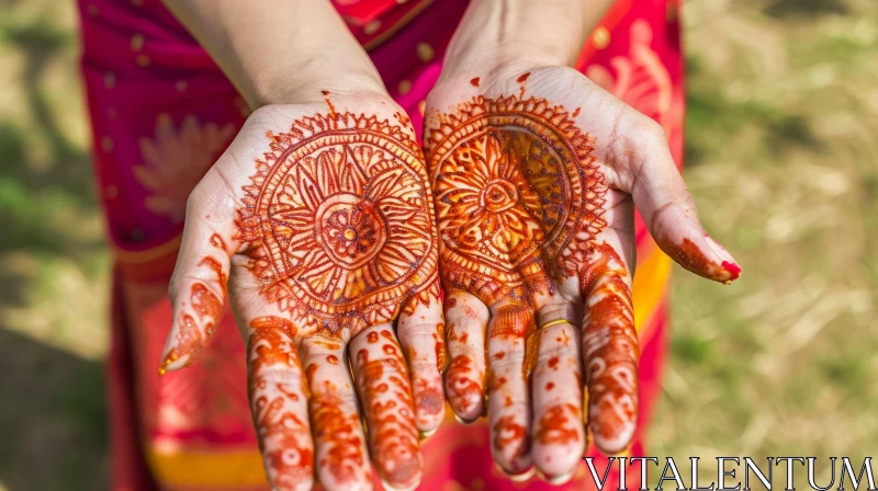 Intricate Henna-Decorated Hands: A Beautiful Representation of Indian Culture AI Image