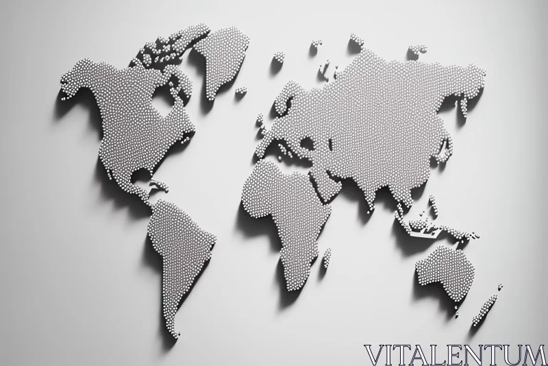 Stylized Map of the World on Gray Surface | Intricate Dotwork AI Image