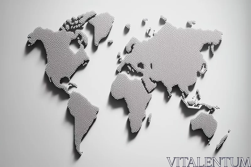 AI ART Stylized Map of the World on Gray Surface | Intricate Dotwork