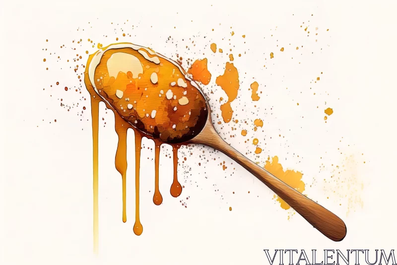 Captivating Spoon Covered in Honey | Abstract Artwork AI Image