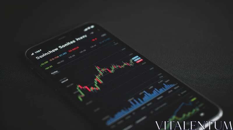 Close-up of Smartphone Displaying Stock Market App AI Image