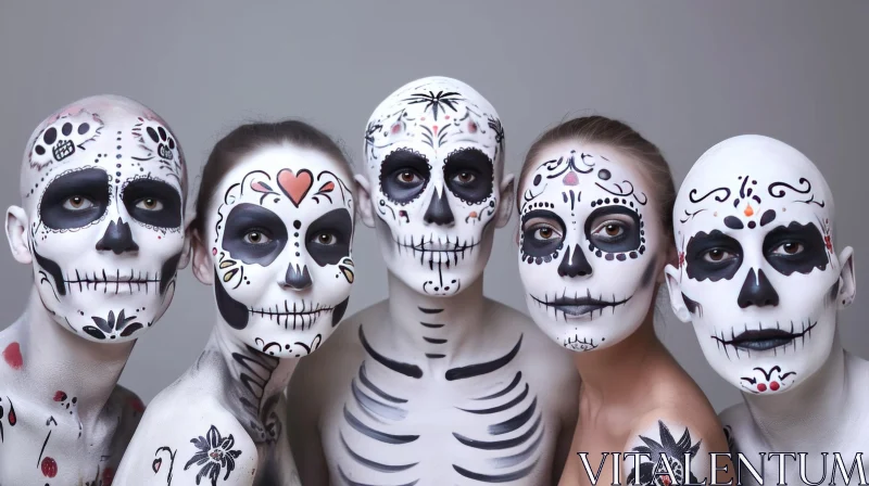 Dia de los Muertos Inspired Face Paint: A Colorful and Captivating Image AI Image