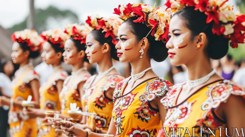 Exquisite Balinese Women in Traditional Costumes AI Image