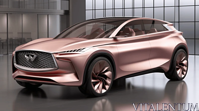 Futuristic Pink SUV in a Parking Lot | Liquid Metal Design AI Image