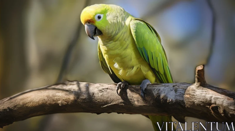 Green Parrot on Branch - Wildlife Photography AI Image