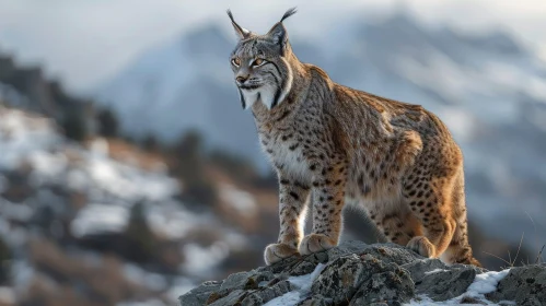 Majestic Lynx in Mountains - Wildlife Photography