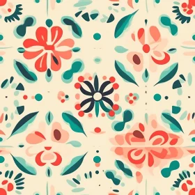 Stylized Floral Motif Pattern - Traditional Mexican Talavera Inspiration
