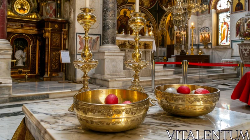 A Glimpse into the Interior of a Greek Orthodox Church AI Image