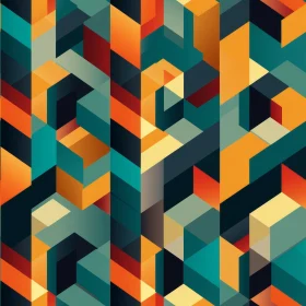 Blue, Green, Orange Abstract Geometric Pattern