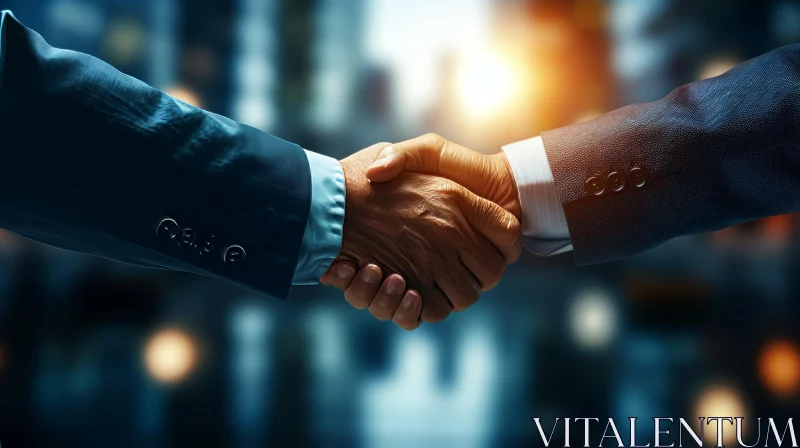 Businessmen Shaking Hands | Blurred Background AI Image