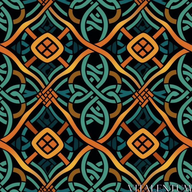 Celtic Knot Seamless Pattern in Green and Blue AI Image