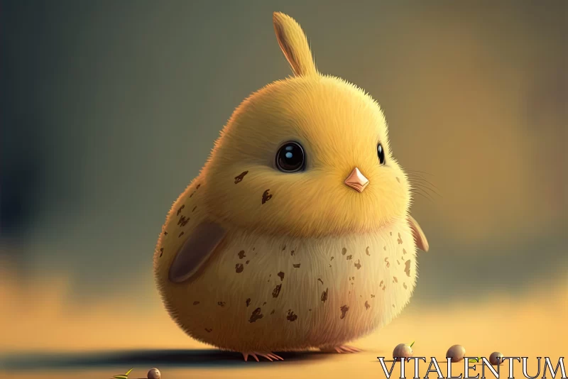 Charming Small Yellow Bird on Tulip | Inventive Character Designs AI Image