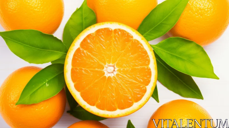 Detailed Close-Up of Halved Orange with Vibrant Colors AI Image