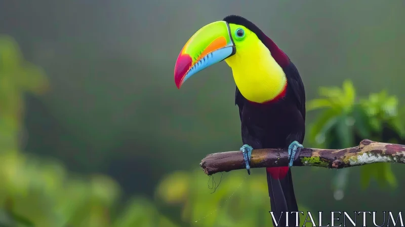 AI ART Exotic Toucan Perched on Branch - Wildlife Photography