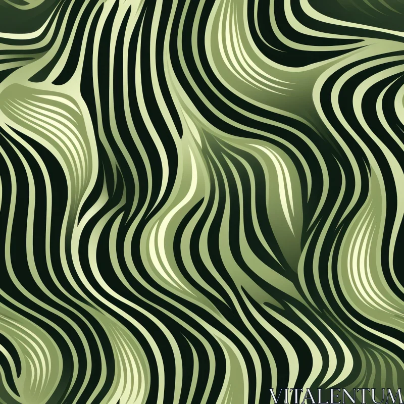 AI ART Green and Black Waves Seamless Pattern