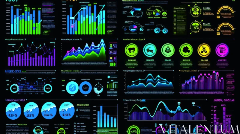 Modern and High-Tech Futuristic Dashboard with Graphs and Charts AI Image