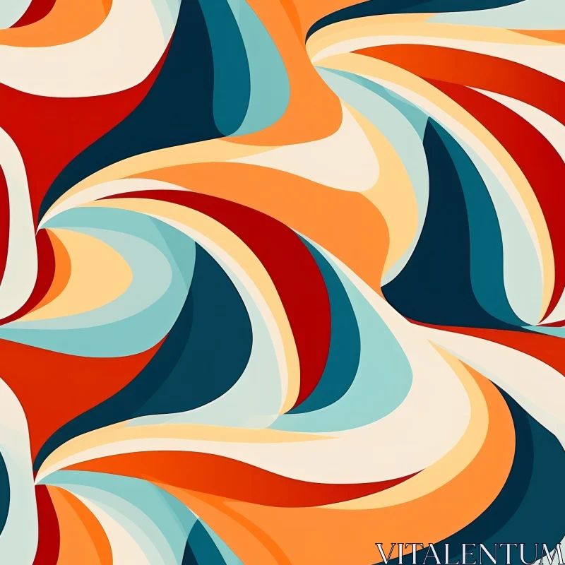 Retro Waves Pattern - Colorful 1960s & 1970s Design AI Image