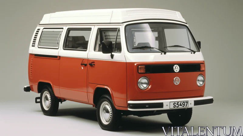 Transcendent VW Camper Van in Dark Orange and White AI Image