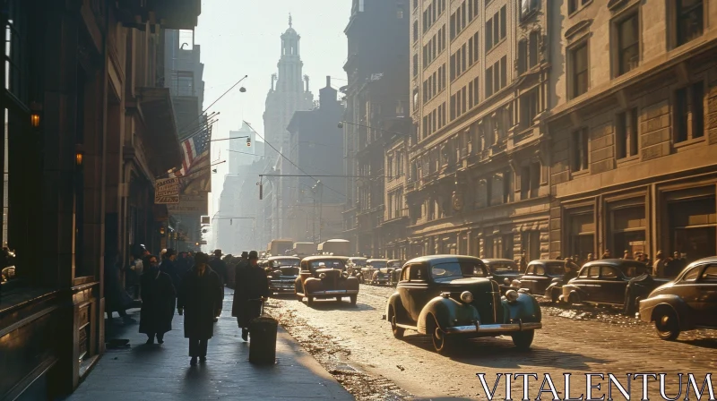 Vintage New York City Street Scene from the 1940s AI Image