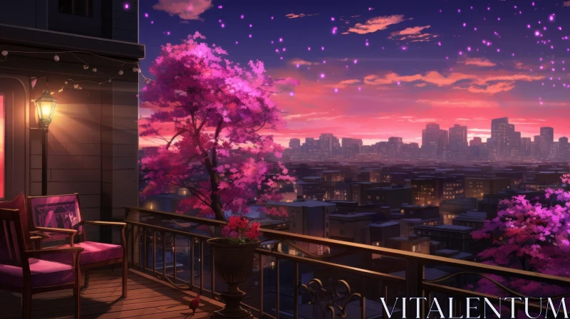 Anime City Sunset Illustration - Serene Urban Scene AI Image