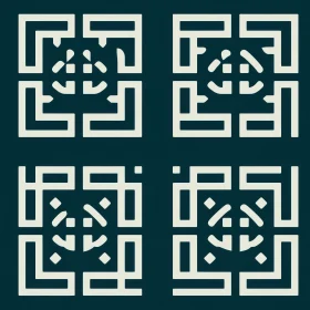 Symmetrical Geometric Composition on Dark Blue Background