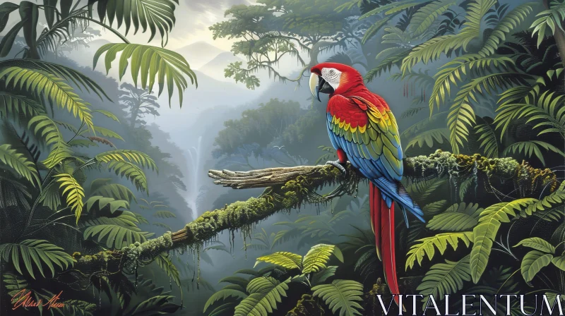 Beautiful Parrot Painting in Jungle AI Image