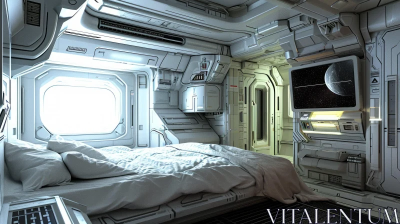 Futuristic Bedroom in a Spaceship | Cozy and Small Room AI Image