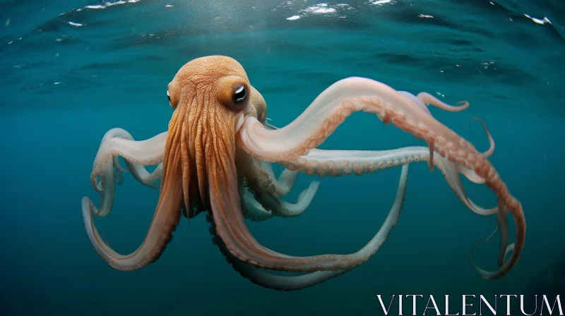 AI ART Graceful Octopus Swimming in Deep Blue Ocean