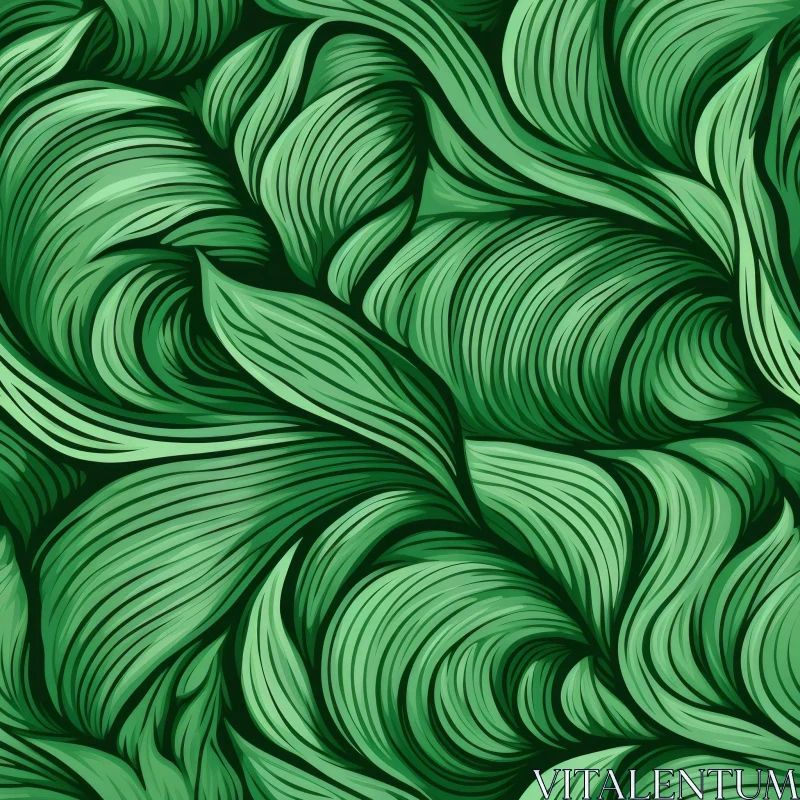 Green Leaves Seamless Pattern | Background Texture Art AI Image
