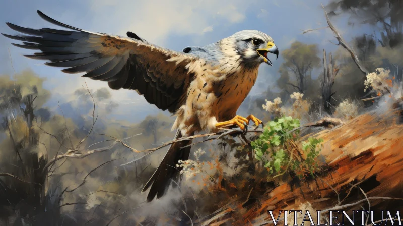 Majestic Falcon Painting in Nature AI Image