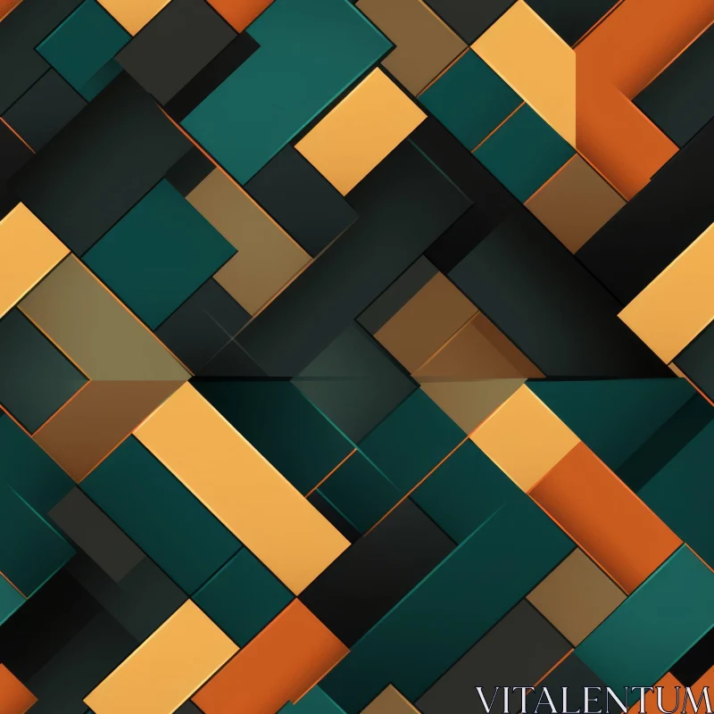 Modern Geometric Pattern in Blue, Green, Orange, and Yellow AI Image