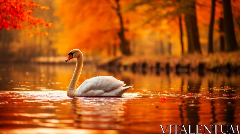 AI ART Tranquil Swan Swimming in Lake