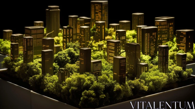 AI ART Urban Cityscape 3D Rendering with Tall Buildings and Greenery