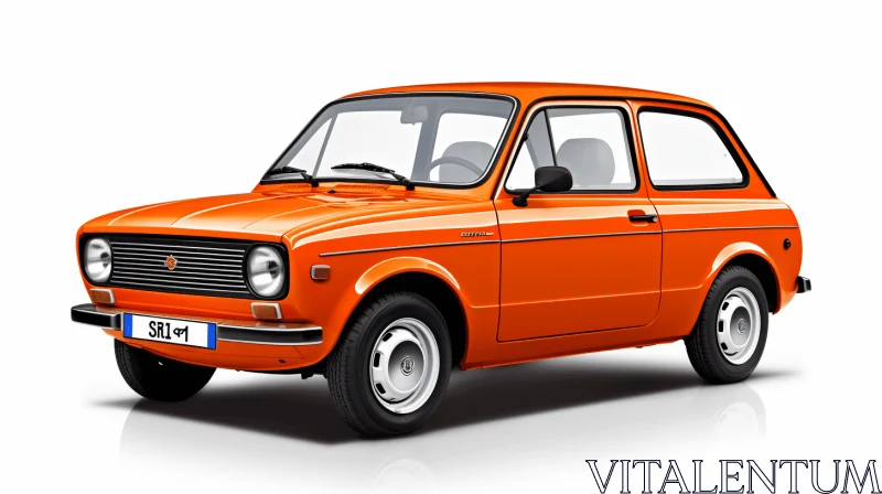 Vibrant Orange Car from the 1970s - Realistic Rendering AI Image